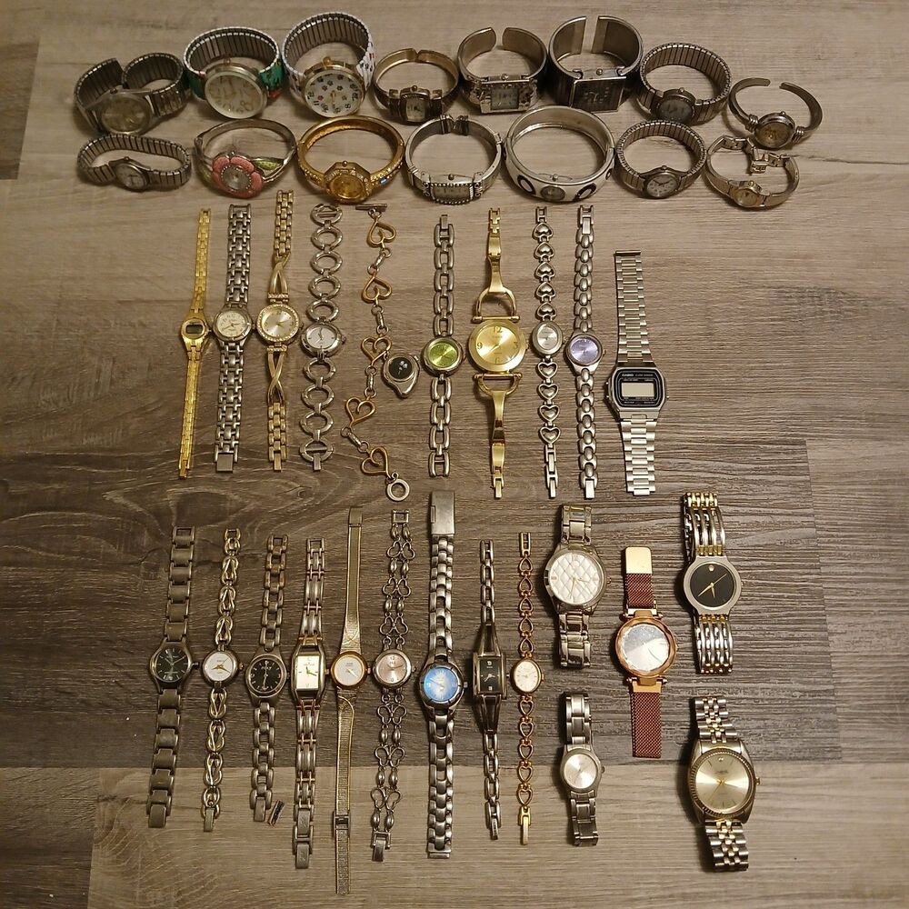 Lot 35+ Watches Parts/Repair ALL Metal Casio Relic Guess Caravelle L.E.I. Mudd